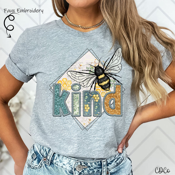 Bee Kind Faux Embroidery DTF