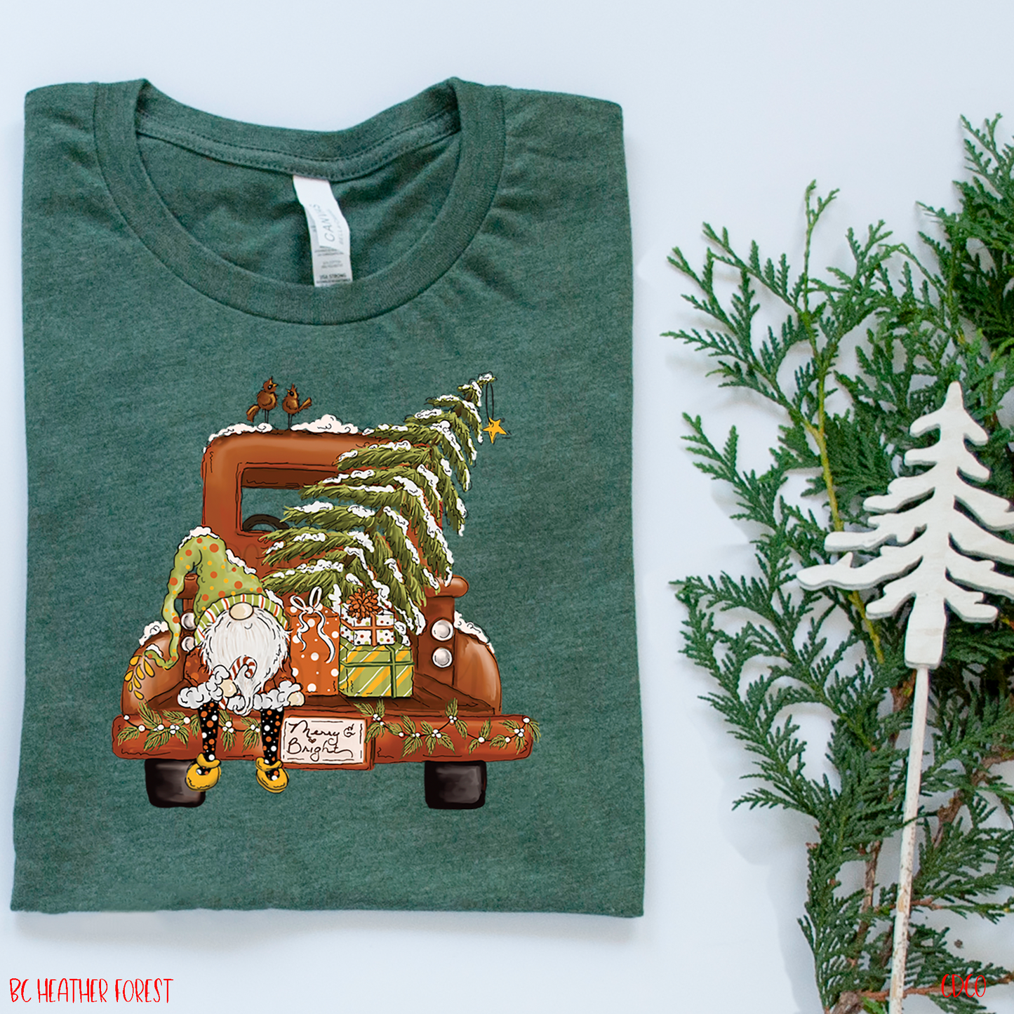 Merry & Bright Christmas Gnome Truck *HIGH HEAT* (350°-375°)