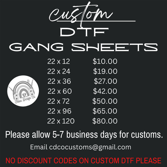 Custom DTF Direct to Film Transfer - Gang Sheet Program <TAT 1-3 BIZ DAYS>