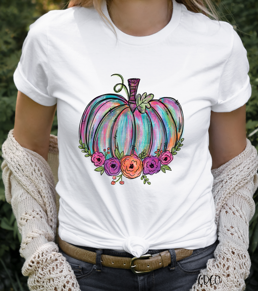 Floral Watercolor Pumpkin *HIGH HEAT* (350°-375°)