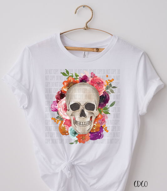Watercolor Floral Skull SUBLIMATION (400°)