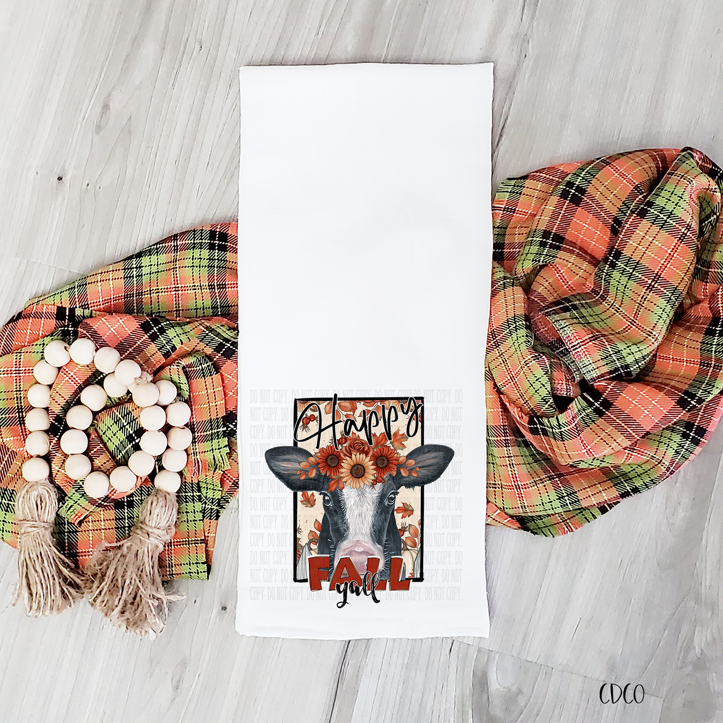 Happy Fall Yall Cow - Toddler/Tea Towel (350°-375°)