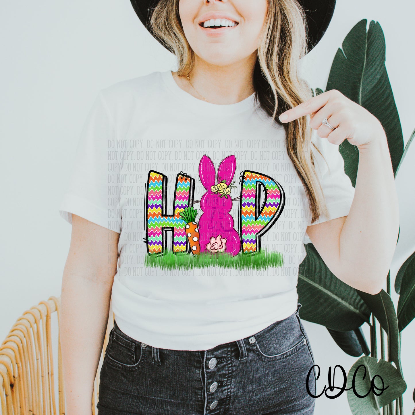 Hop with Pink Bunny DTF
