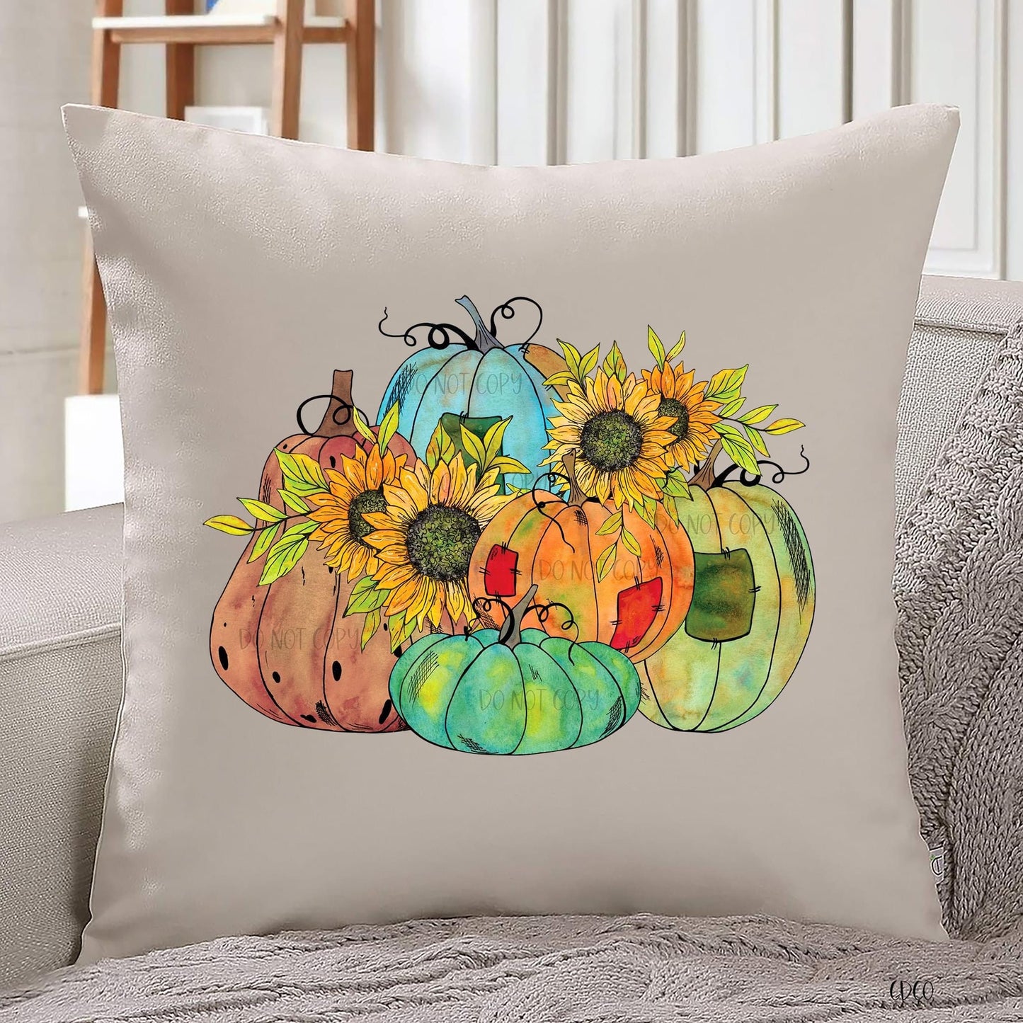 Watercolor Pumpkins w/ Sunflowers *HIGH HEAT* (350°-375°)
