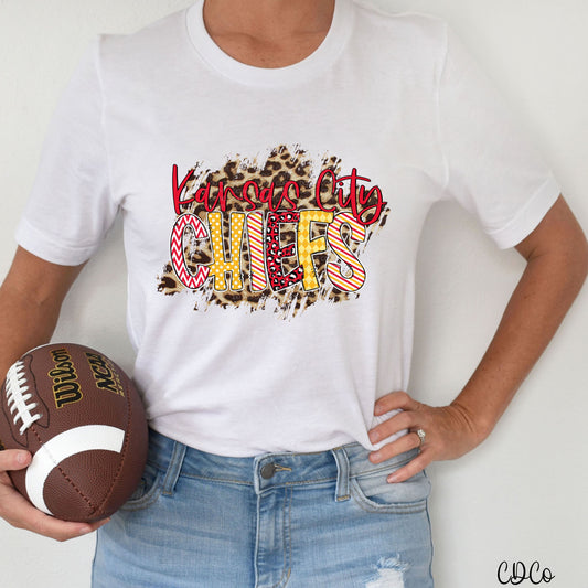 KC Chiefs Leopard Grunge Circle DTF Transfer