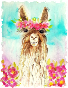 Llama Watercolor Floral SUBLIMATION (400°)