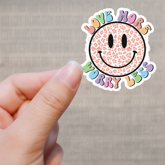 Love More Worry Less Pastel Happy Face Kiss Cut Sticker Sheet