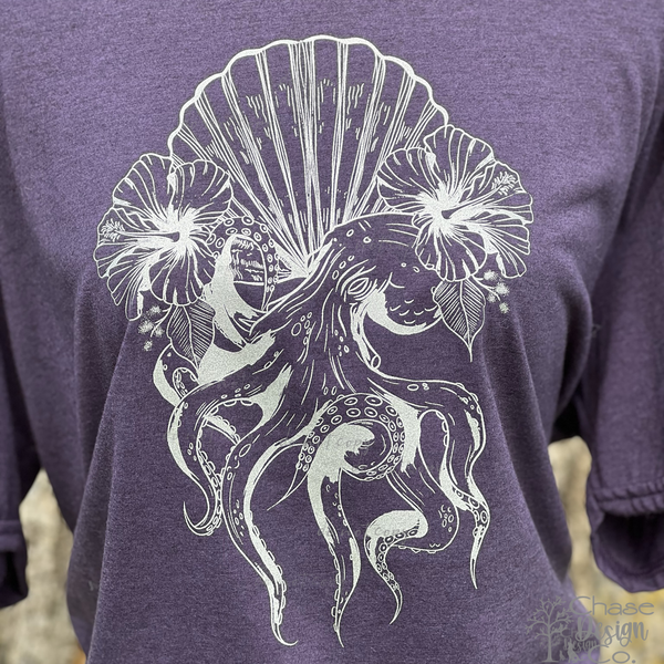 Octopus Seashell - Metallic Silver Ink (325°)