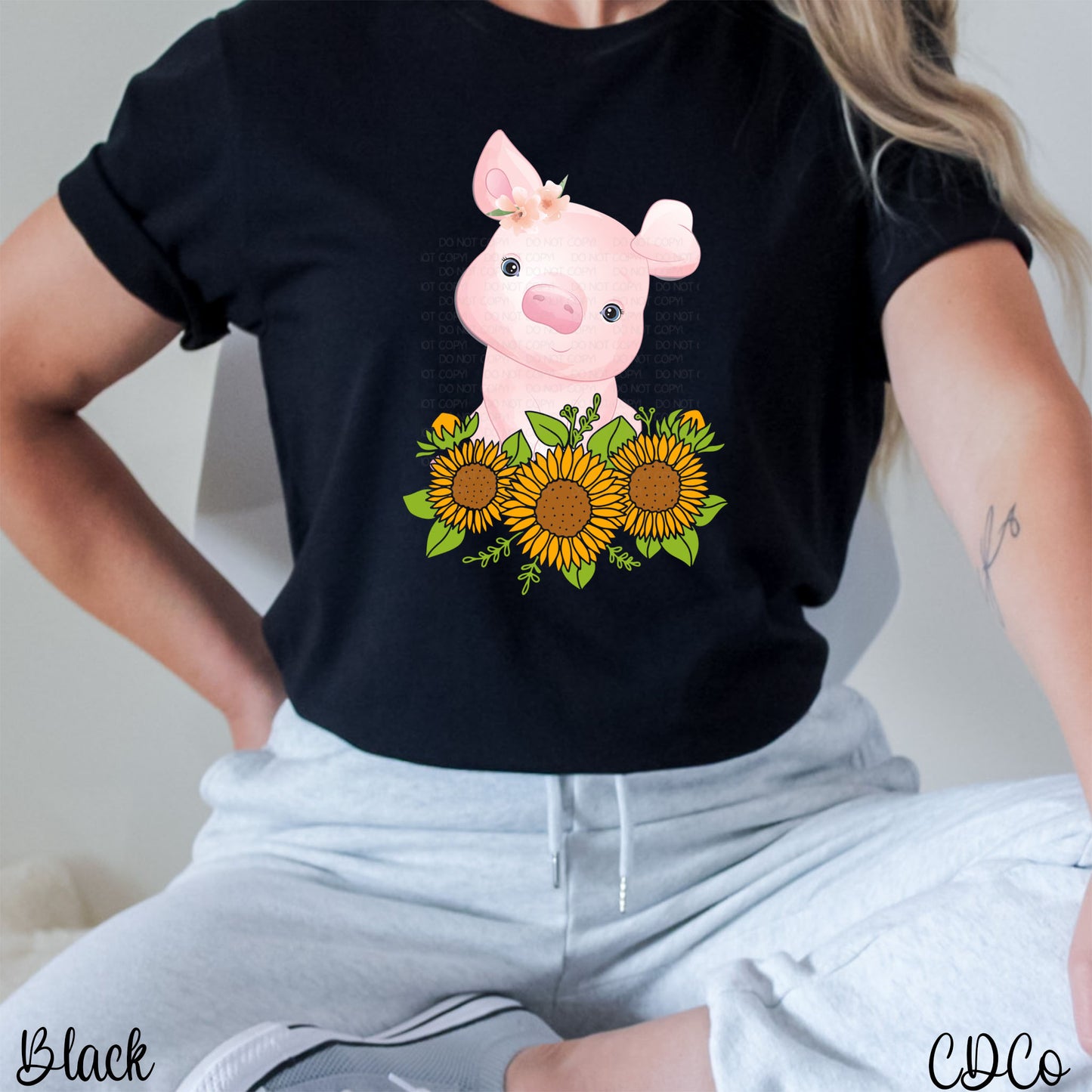 Sunflower Pig DTF