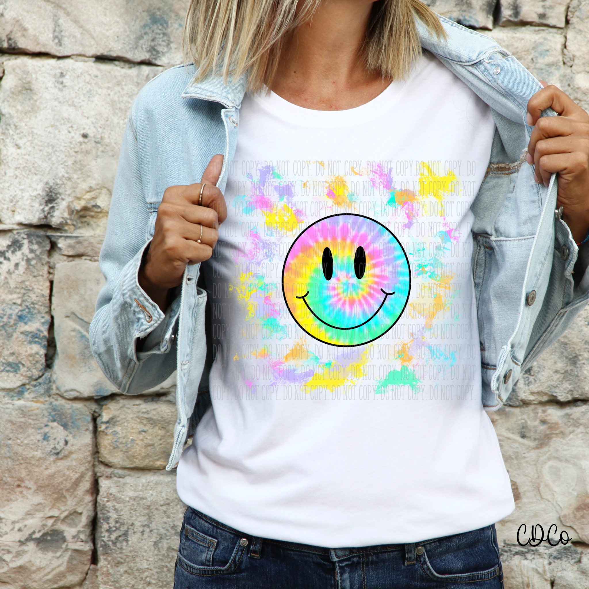 Tie Dye Happy Face DTF