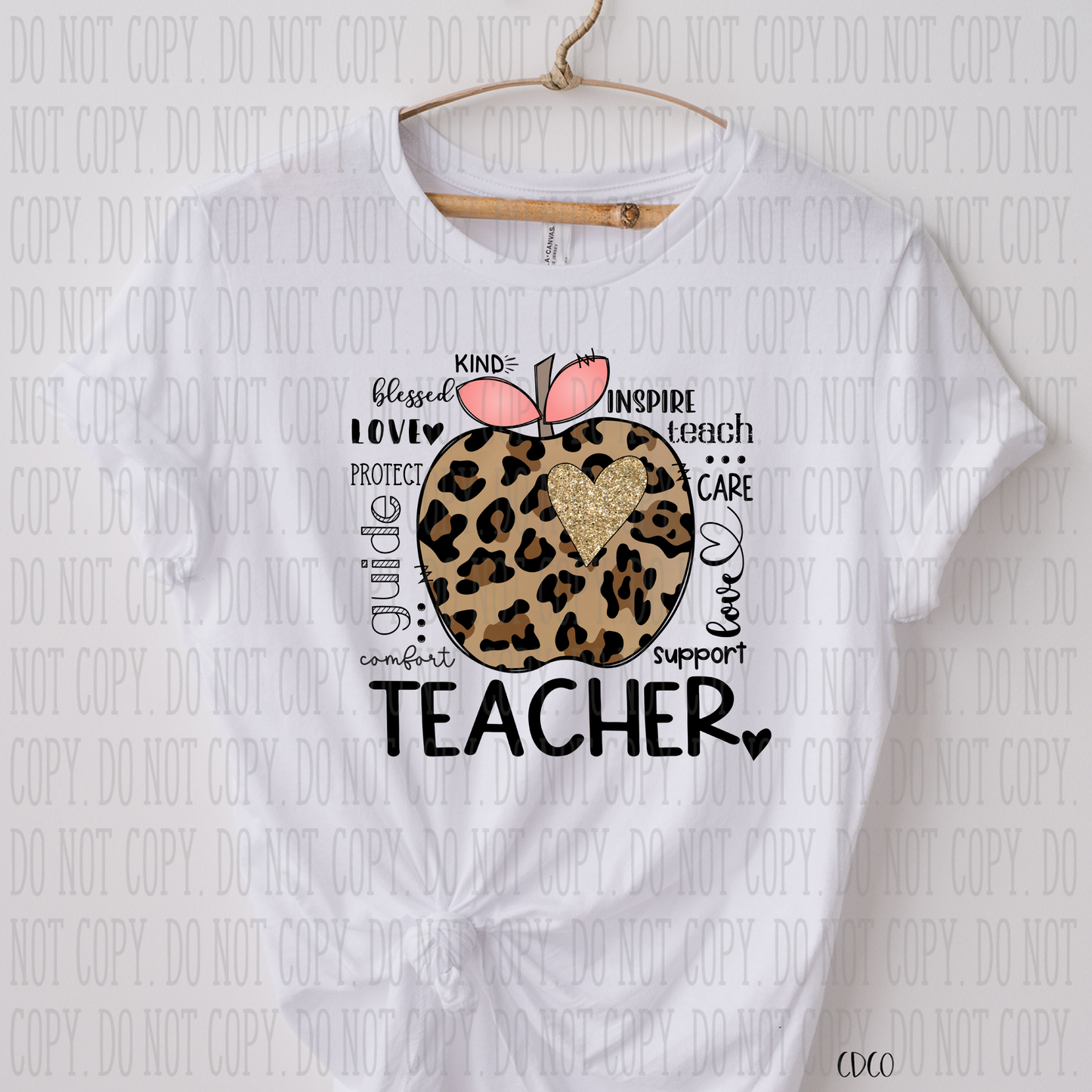 Teacher Leopard Apple DTF