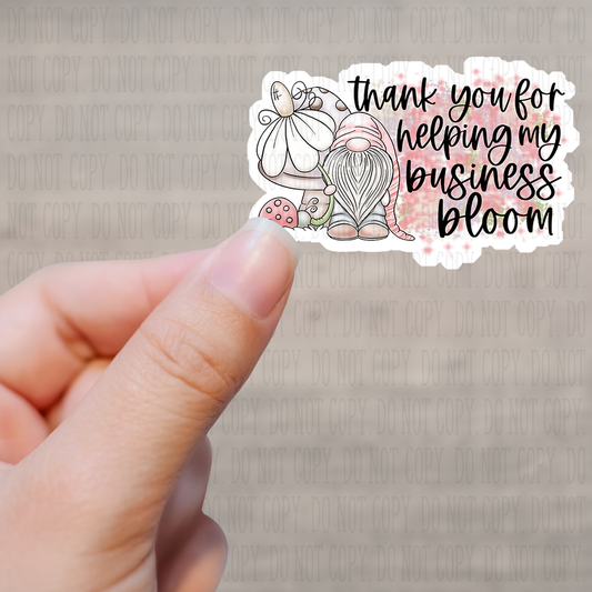 Thank You For Helping My Business Bloom Gnome Kiss Cut Sticker Sheet