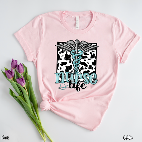 Nurse Life Caduceus Cowhide DTF