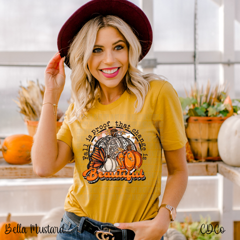 Fall is Proof That Change is Beautiful Pumpkin Round DTF