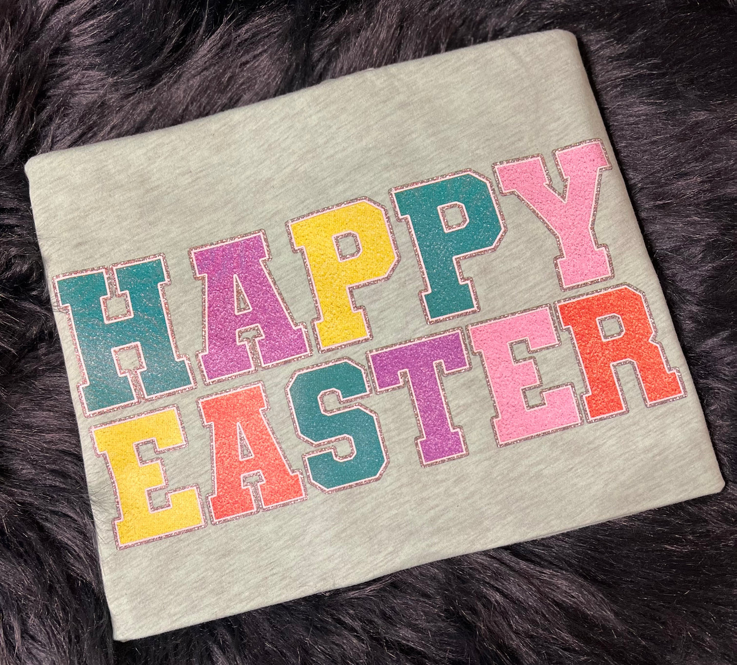 Happy Easter Faux Chenille *HIGH HEAT* (350°-375°)