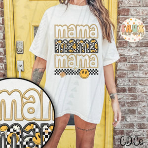 Mama Sunflower Stacked Faux Embroidery DTF