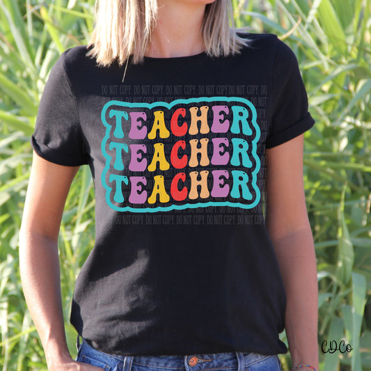Bubble Teacher Stacked DTF